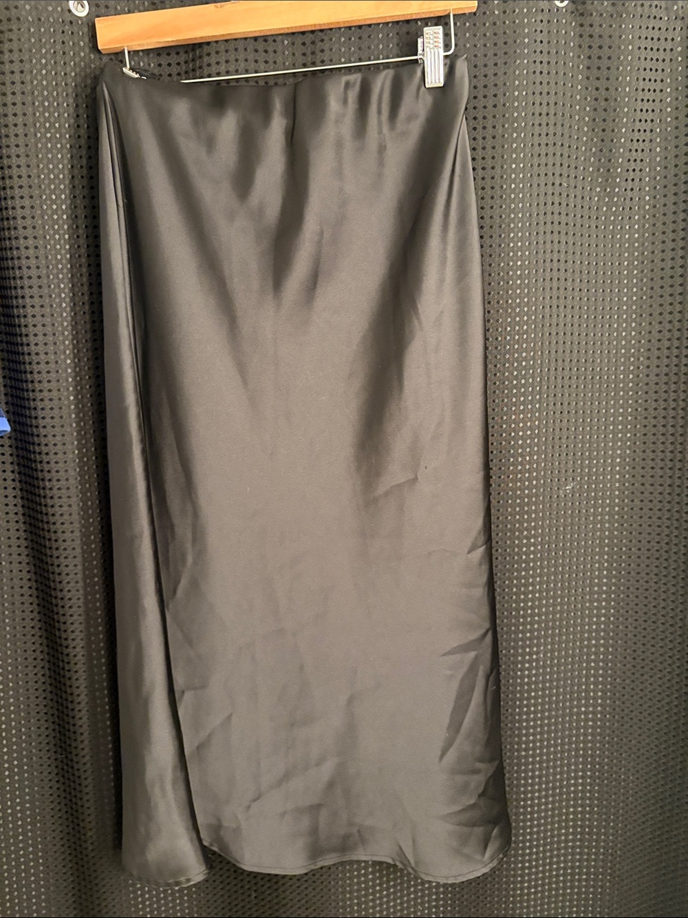 Renee C. Black Satin Midi Skirt